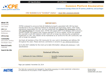 Tablet Screenshot of cpe.mitre.org